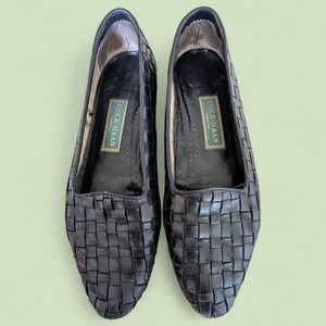 Cole Haan Italy Woven Leather Loafers Black Slip On Flats Women’s 9 AAA READ